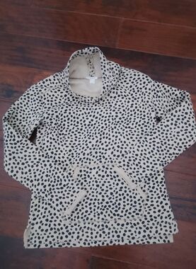Crewcuts Polka Dot Pullover Hoodie - Beige & Black 10/12 Lrg.